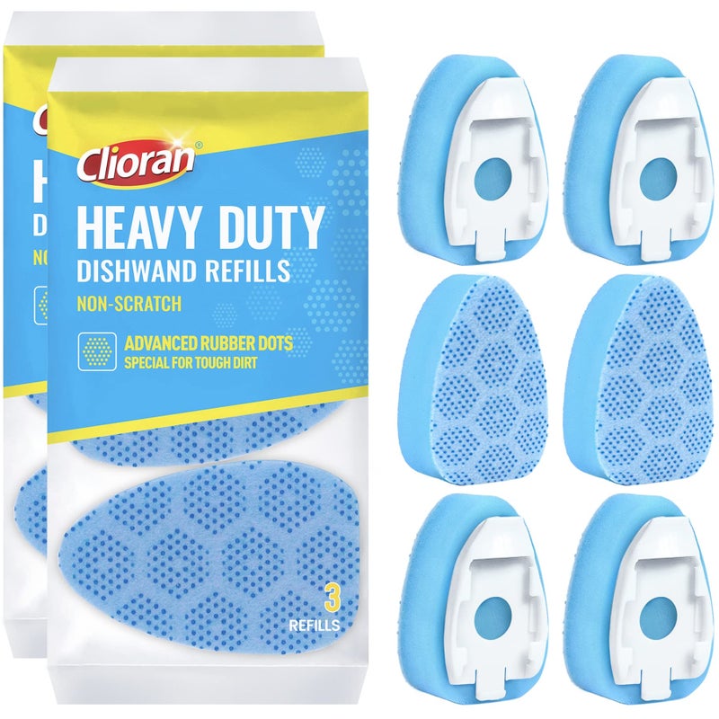 Clioran Scrub Dots Dishwand Refills Sponge Heads Dish Wand Refill Scrubber Replacement Head Non Scratch Brush Soap Filled Dispensing Heavy Duty Dishwashing Supplies Kitchen Pads Dispenser Dishwasher Cleaning - Image 1
